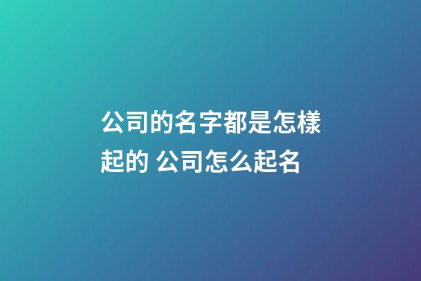 公司的名字都是怎樣起的 公司怎么起名-第1張-公司起名-玄機派
